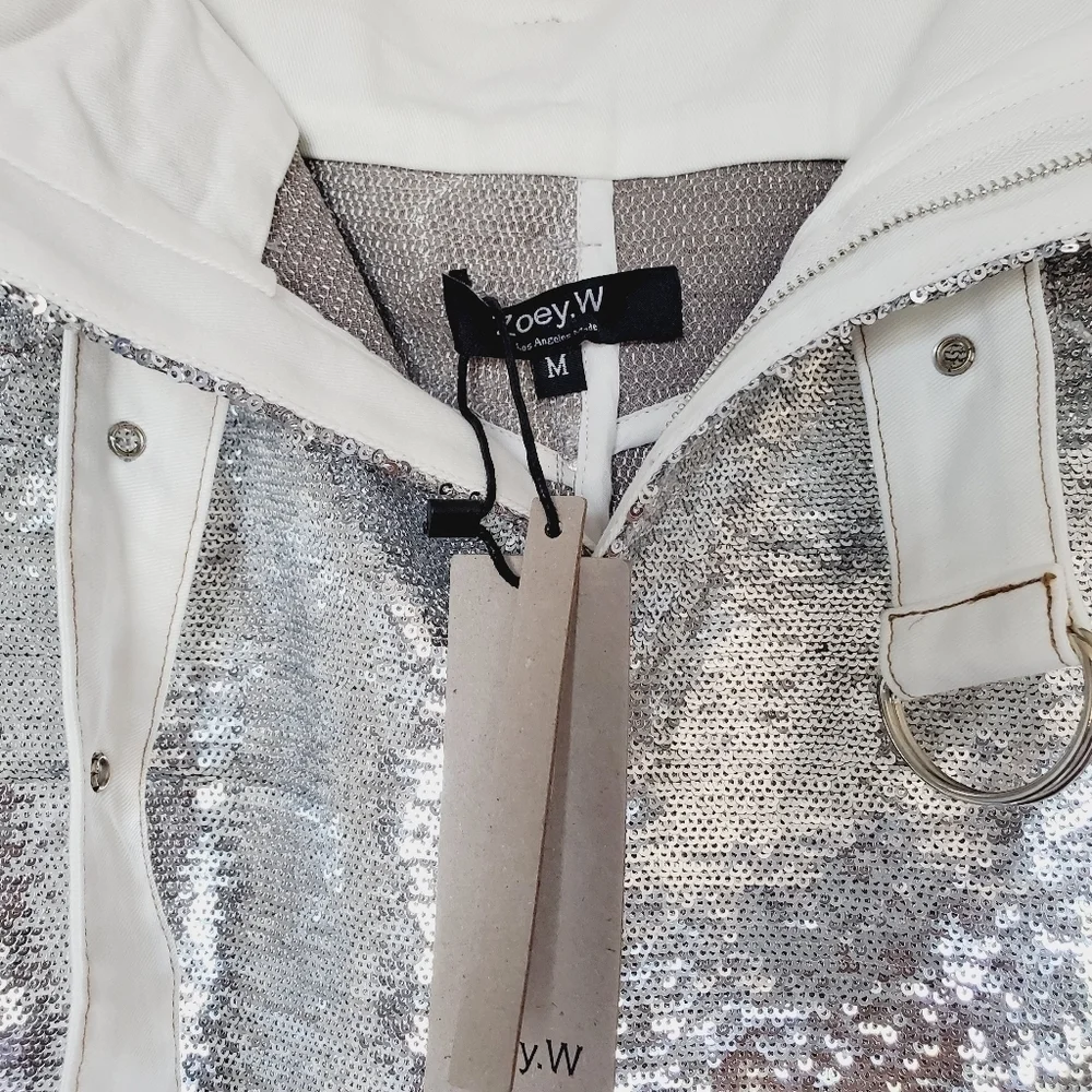 FINAL SALE Silver Sequin Belted Holiday Bling Cosplay NYE Mini Skirt
